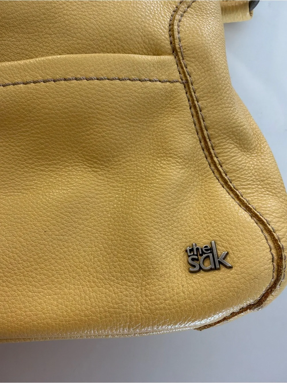 The Sak Mustard Yellow Pebbled Leather Shoulder Bag Y2K